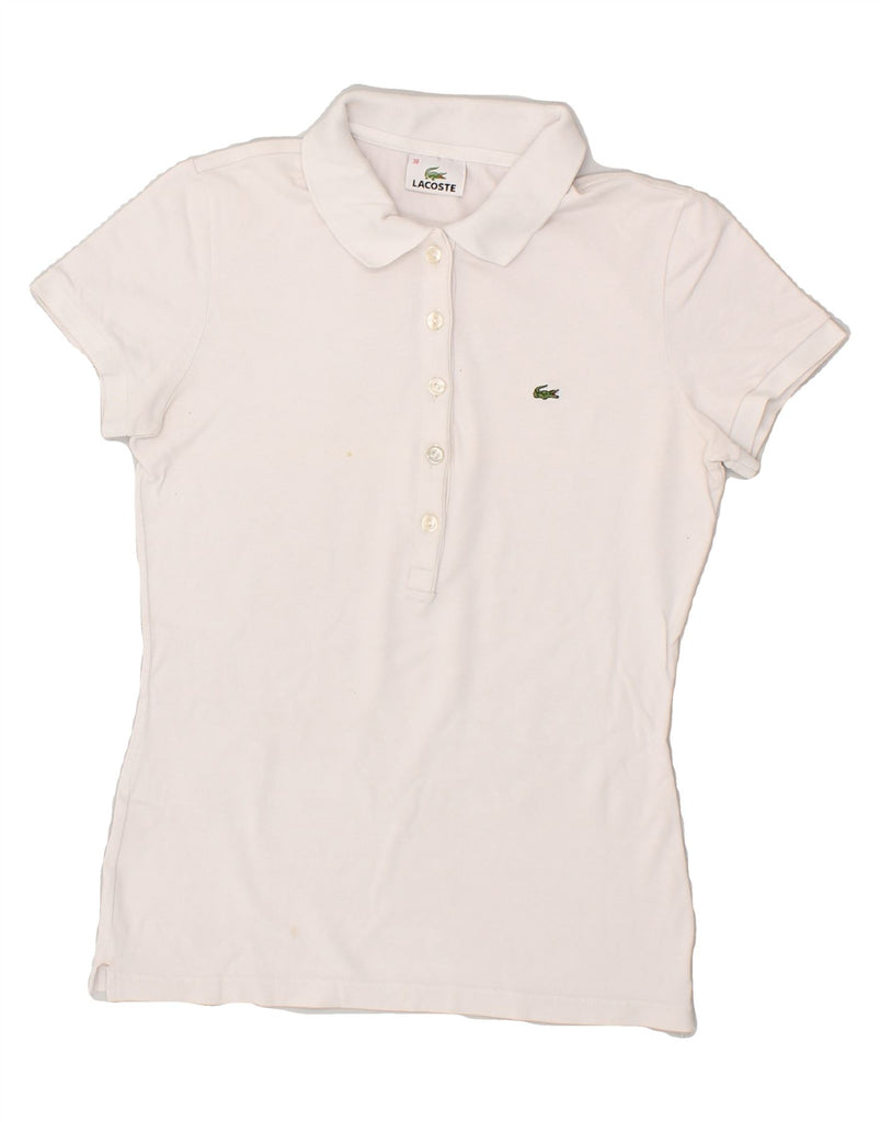LACOSTE Womens Polo Shirt Size 38 Medium White Cotton | Vintage Lacoste | Thrift | Second-Hand Lacoste | Used Clothing | Messina Hembry 
