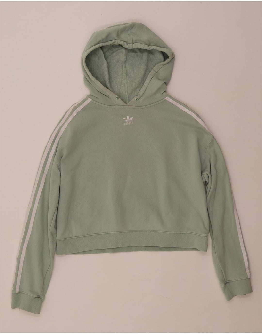 ADIDAS Womens Crop Oversized Hoodie Jumper UK 8 Small Green Cotton