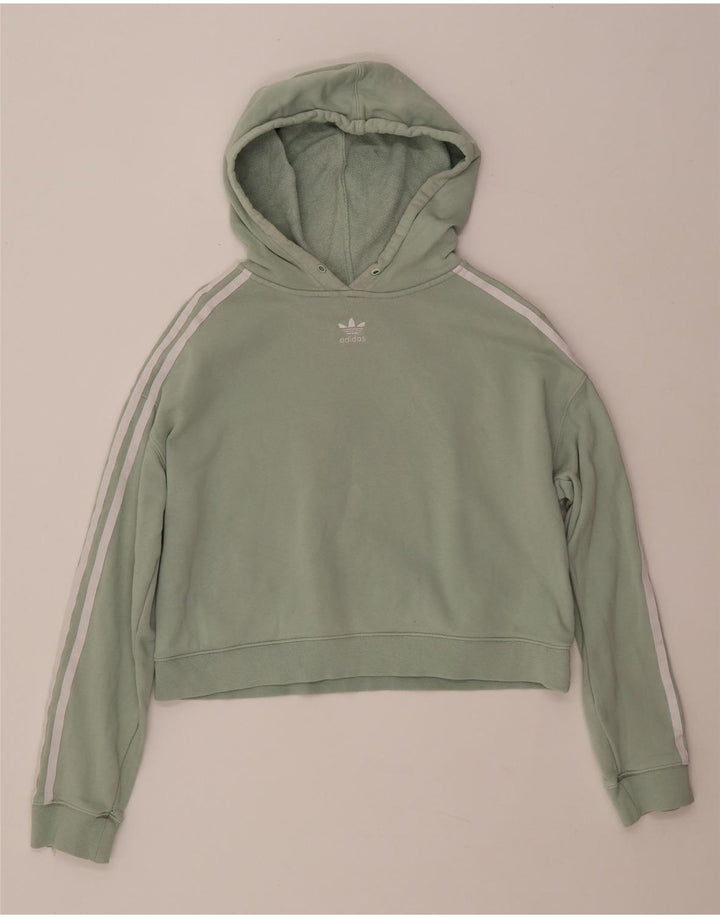 ADIDAS Womens Crop Oversized Hoodie Jumper UK 8 Small Green Cotton