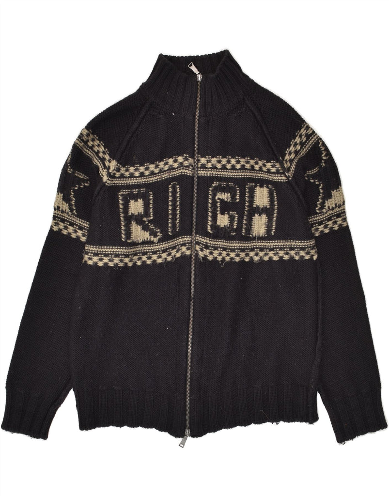 RICHMOND Womens Graphic Cardigan Sweater UK 20 2XL Black | Vintage Richmond | Thrift | Second-Hand Richmond | Used Clothing | Messina Hembry 
