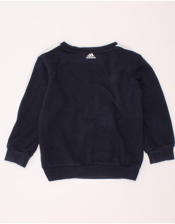 Adidas Boys Graphic Sweatshirt Jumper 2-3 Years Navy Blue Cotton