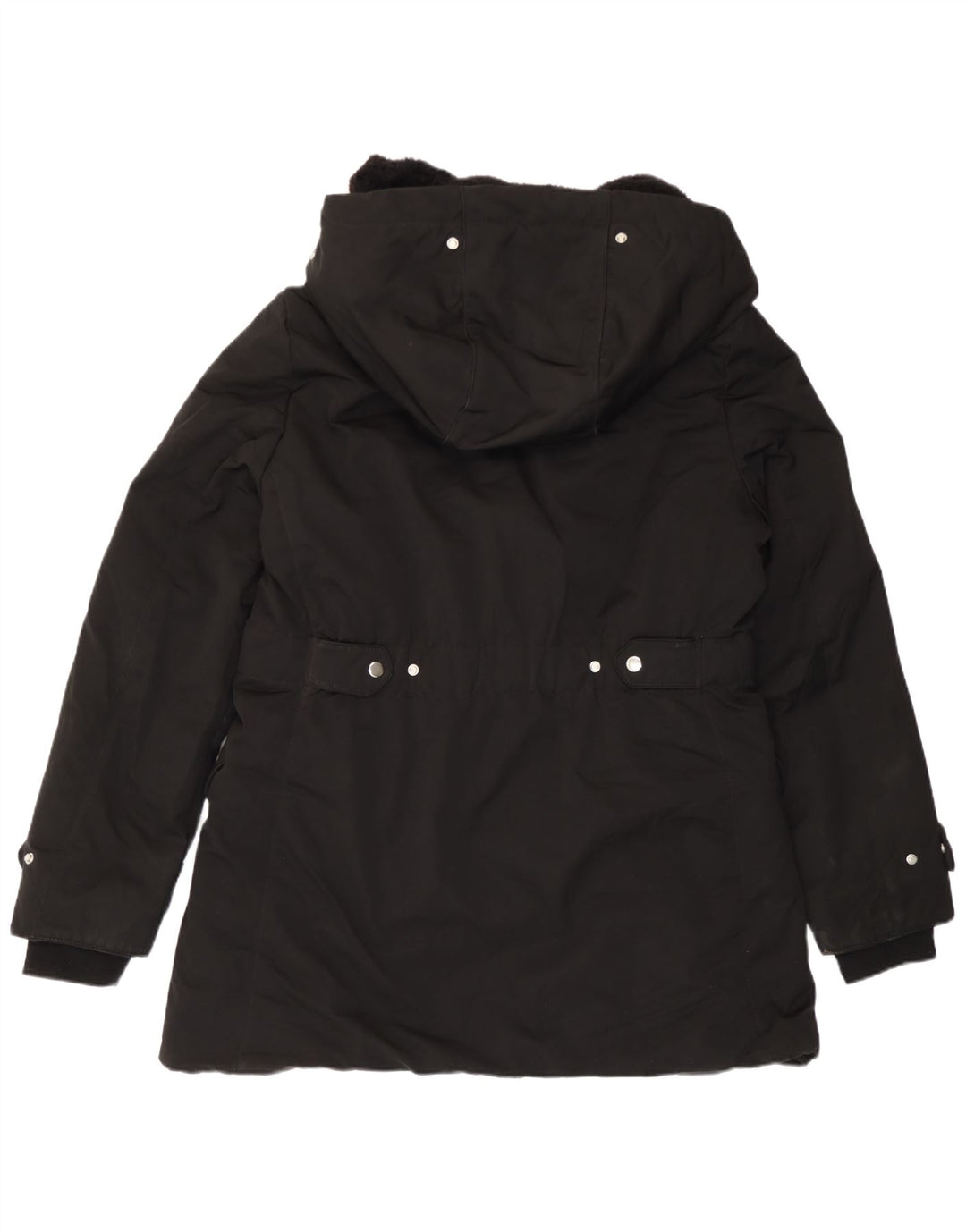 Zara Womens Hooded Parka Jacket UK 18 XL Black Polyester