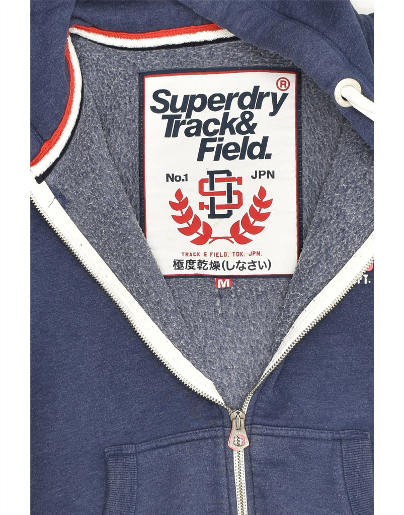 SUPERDRY Womens Graphic Zip Hoodie Sweater UK 14 Medium Navy Blue Cotton | Vintage Superdry | Thrift | Second-Hand Superdry | Used Clothing | Messina Hembry 