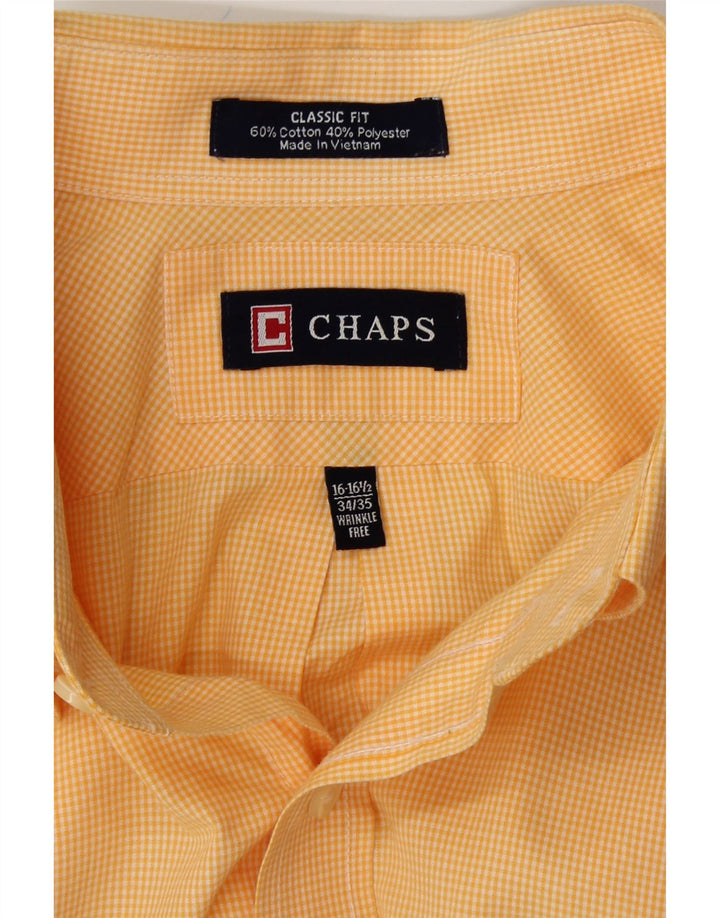 CHAPS Mens Classic Fit Shirt Size 16-16 1/2 Large Yellow Cotton Vintage Chaps and Second-Hand Chaps from Messina Hembry 