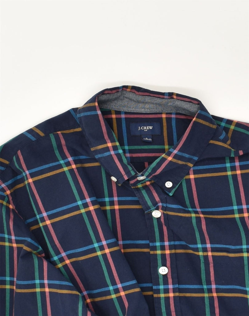 J. CREW Mens Shirt Large Navy Blue Check Cotton | Vintage J. Crew | Thrift | Second-Hand J. Crew | Used Clothing | Messina Hembry 