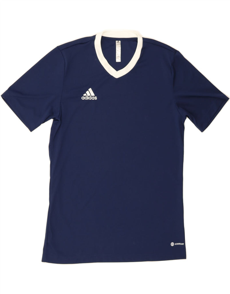ADIDAS Mens T-Shirt Top Medium Navy Blue Polyester Vintage Adidas and Second-Hand Adidas from Messina Hembry 