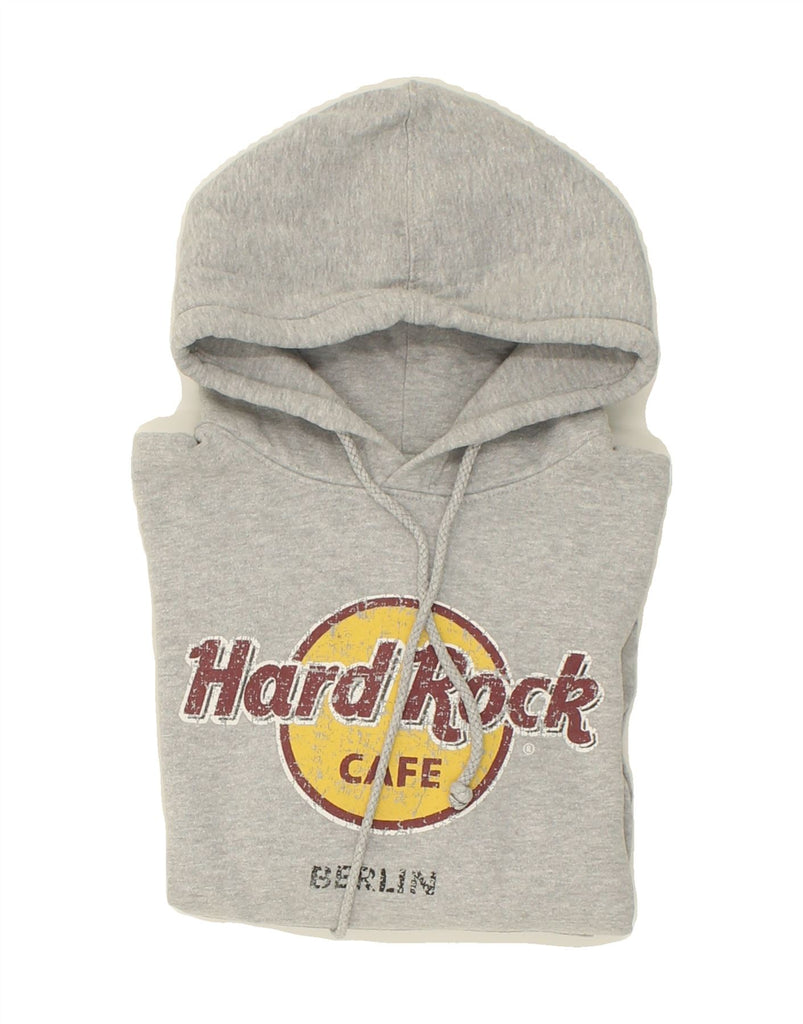 HARD ROCK CAFE Womens Berlin Graphic Hoodie Jumper UK 10 Small Grey Cotton | Vintage Hard Rock Cafe | Thrift | Second-Hand Hard Rock Cafe | Used Clothing | Messina Hembry 