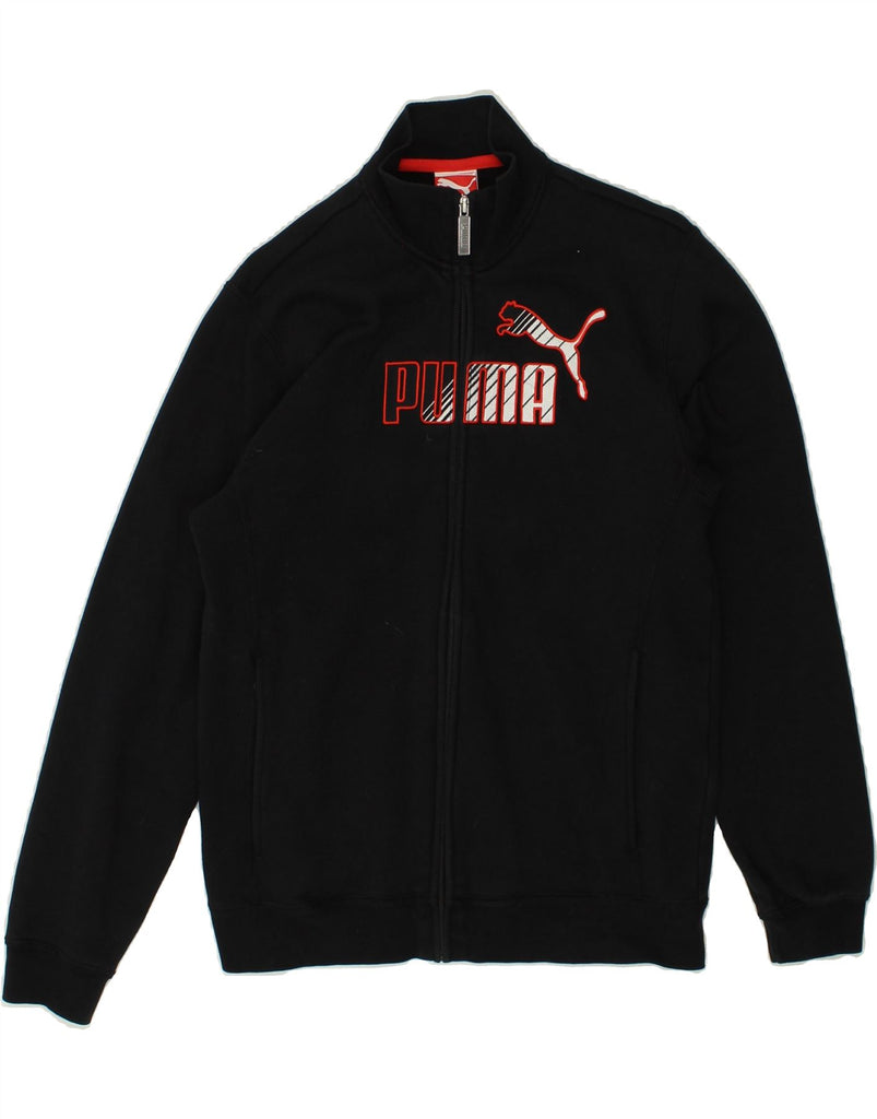 PUMA Boys Graphic Tracksuit Top Jacket 13-14 Years XL Black Cotton | Vintage Puma | Thrift | Second-Hand Puma | Used Clothing | Messina Hembry 