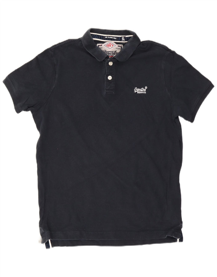 Superdry Mens Polo Shirt 2XL Navy Blue Cotton