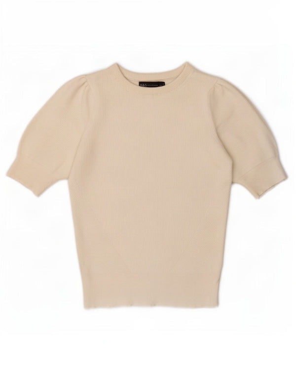 Marks & Spencer Womens Blouse Top UK 8 Small Off White Viscose