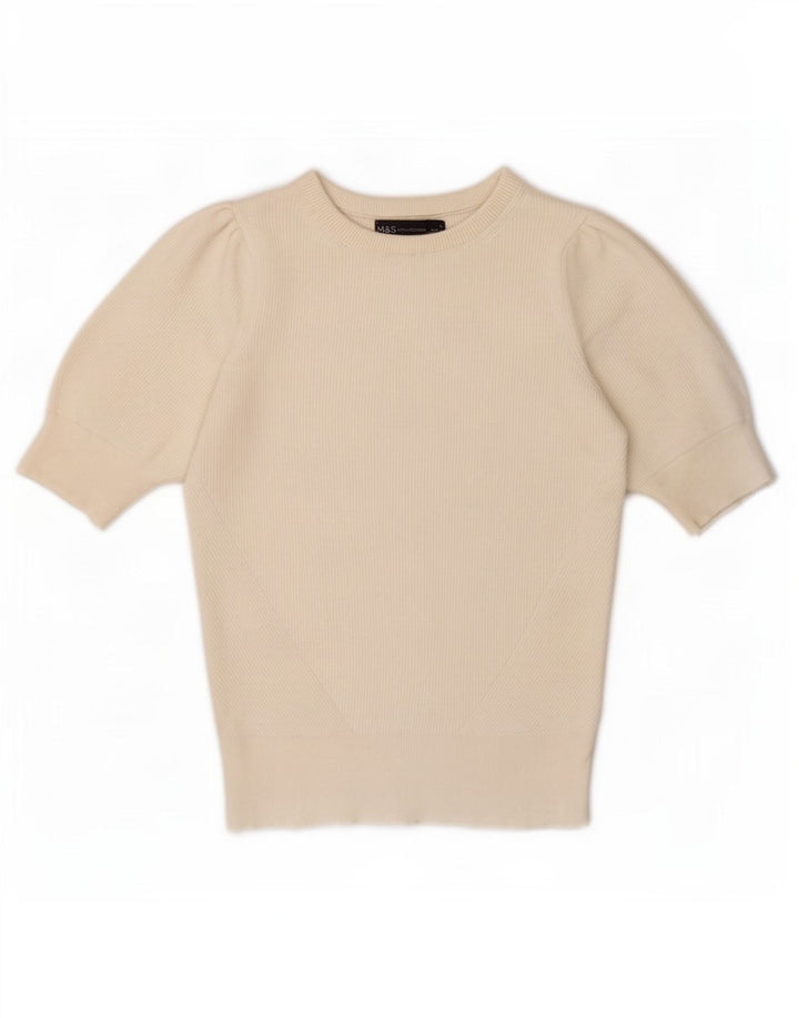 Marks & Spencer Womens Blouse Top UK 8 Small Off White Viscose