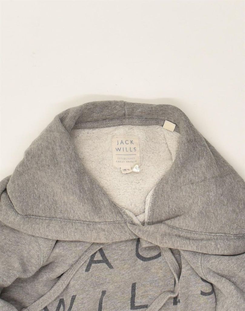 JACK WILLS Womens Graphic Hoodie Jumper UK 12 Medium  Grey Cotton | Vintage Jack Wills | Thrift | Second-Hand Jack Wills | Used Clothing | Messina Hembry 