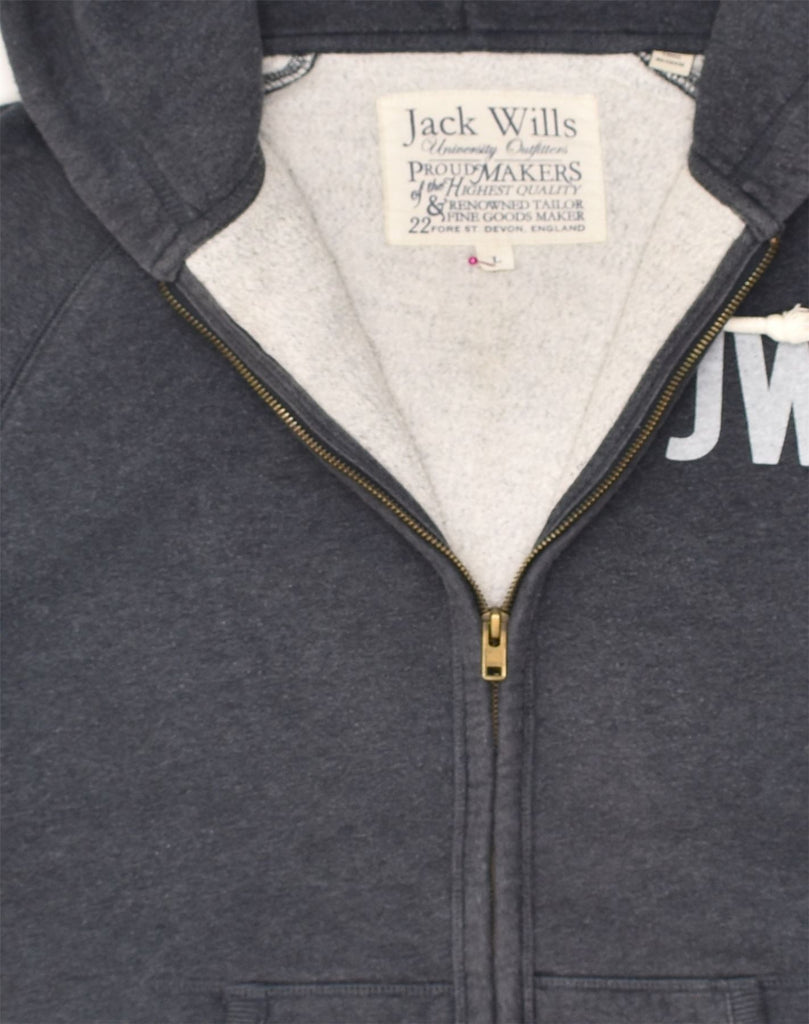 JACK WILLS Mens Graphic Zip Hoodie Sweater Large Navy Blue Cotton | Vintage Jack Wills | Thrift | Second-Hand Jack Wills | Used Clothing | Messina Hembry 