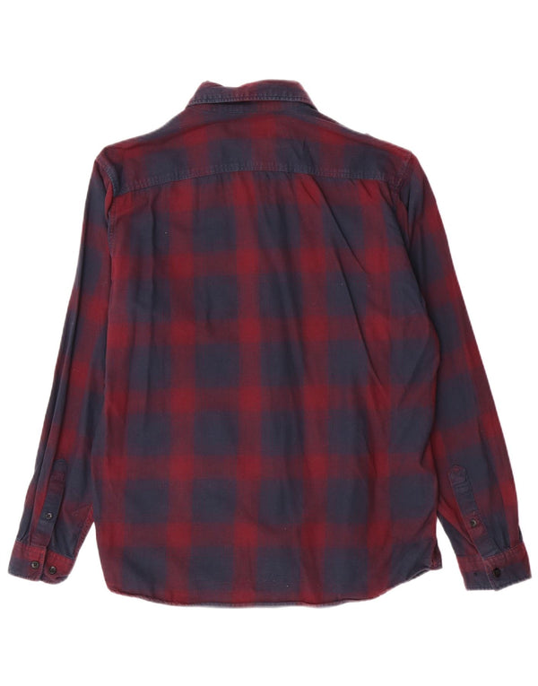 Jack & Jones Mens Flannel Shirt Large Navy Blue Plaid Cotton