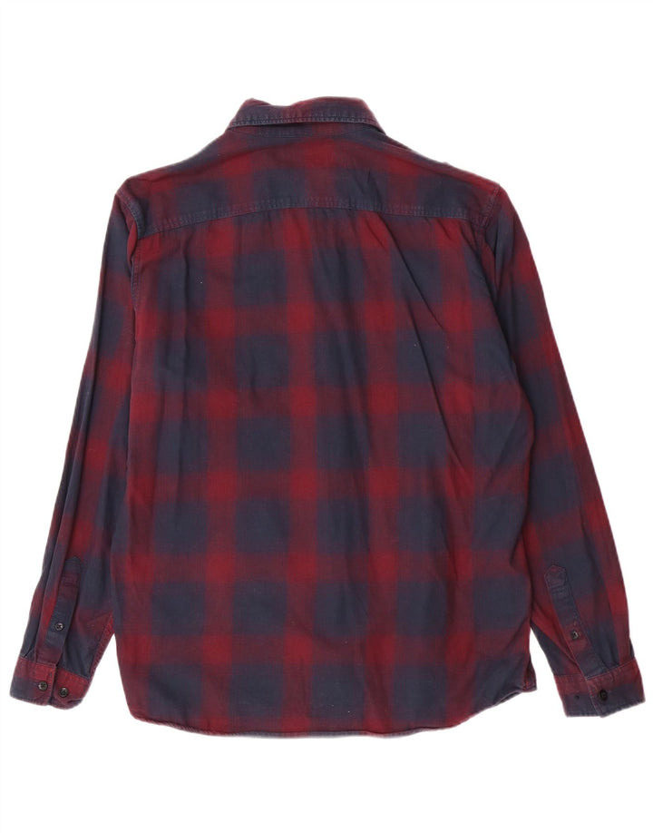 Jack & Jones Mens Flannel Shirt Large Navy Blue Plaid Cotton