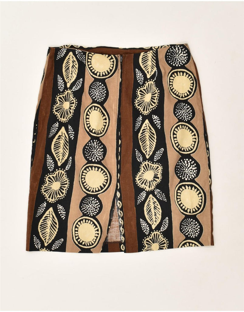 CAMAIEU Womens Straight Skirt IT 42 Medium W30  Brown Floral Cotton | Vintage Camaieu | Thrift | Second-Hand Camaieu | Used Clothing | Messina Hembry 