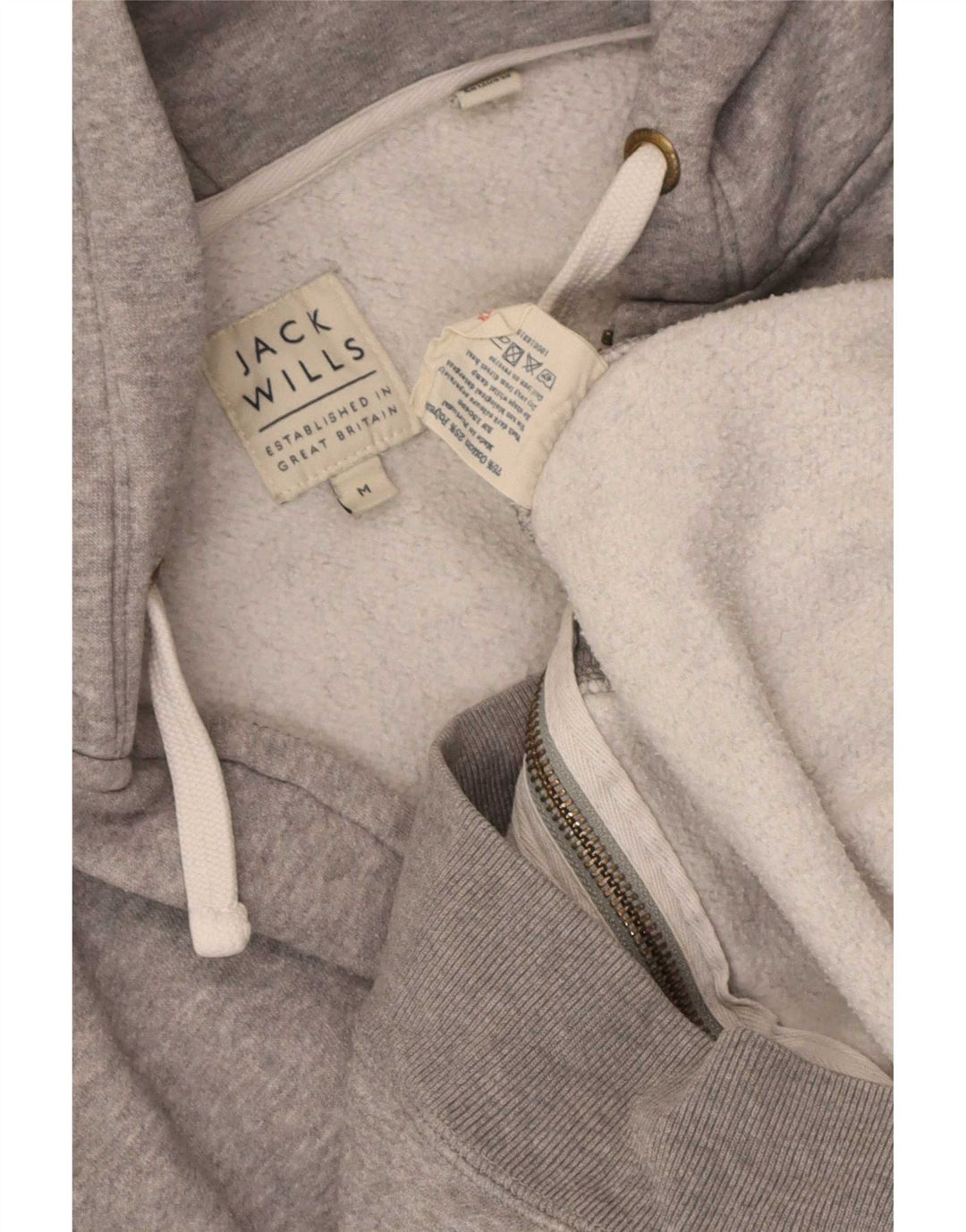 Jack Wills Mens Zip Hoodie Sweater Medium Grey Flecked Cotton