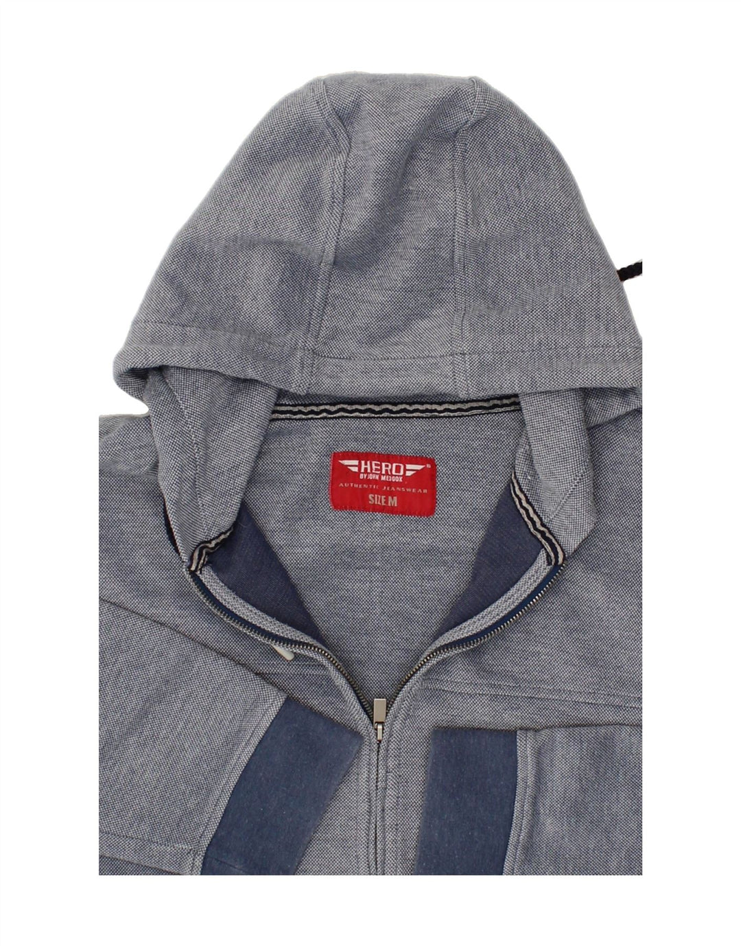 HERO BY JOHN MEDOOX Mens Zip Hoodie Sweater Medium Blue Cotton Vintage Hero By John Medoox and Second-Hand Hero By John Medoox from Messina Hembry 