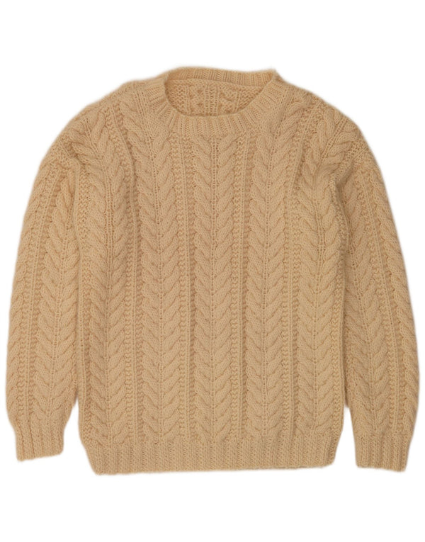 Vintage Mens Crew Neck Jumper Sweater Small Beige