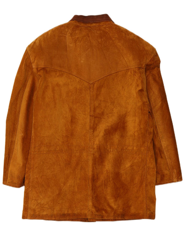 Vintage Mens Suede Overcoat UK 42 XL Brown Leather