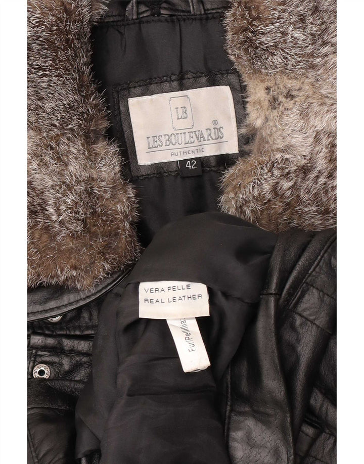 Lesboulevards Womens Leather Jacket IT 42 Medium Black Leather