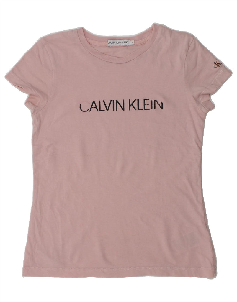 CALVIN KLEIN Girls Graphic T-Shirt Top 9-10 Years Pink Cotton | Vintage Calvin Klein | Thrift | Second-Hand Calvin Klein | Used Clothing | Messina Hembry 