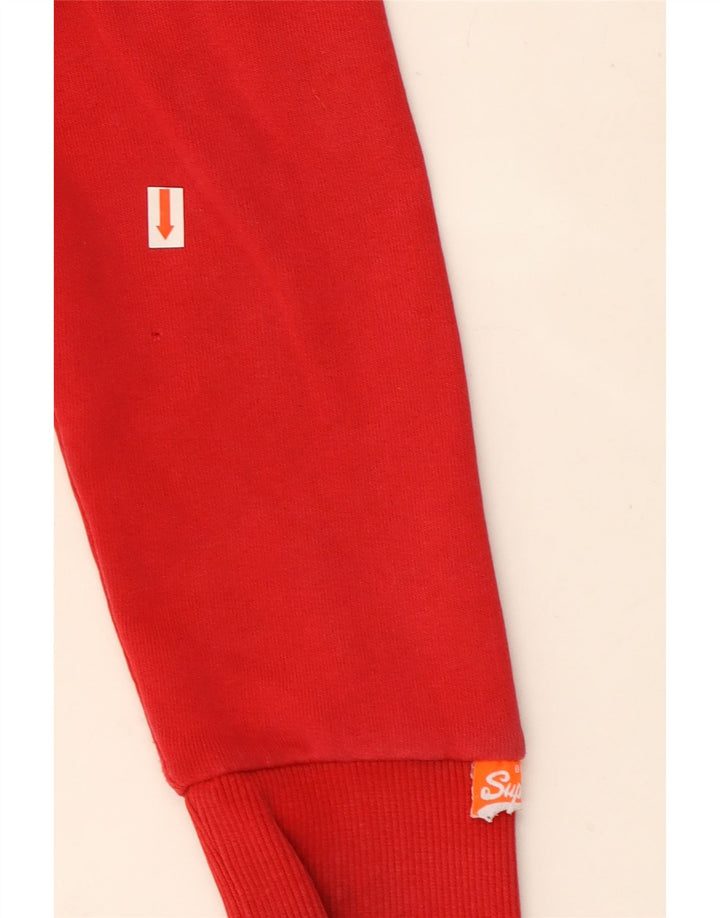 Superdry Mens Zip Hoodie Sweater Small Red Cotton