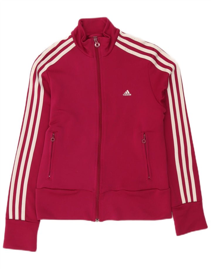 Adidas Womens Tracksuit Top Jacket UK 14 Medium Pink Polyester