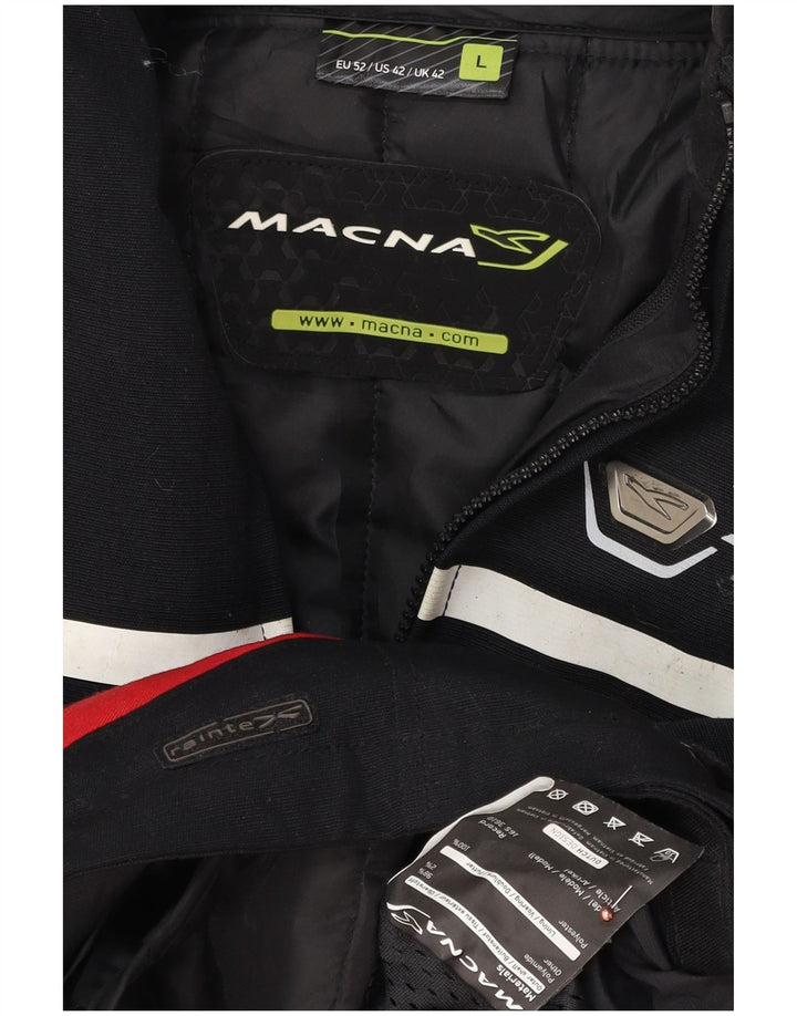 Macna Mens Motorcycle Graphic Racer Jacket UK 42 Large Black Colourblock