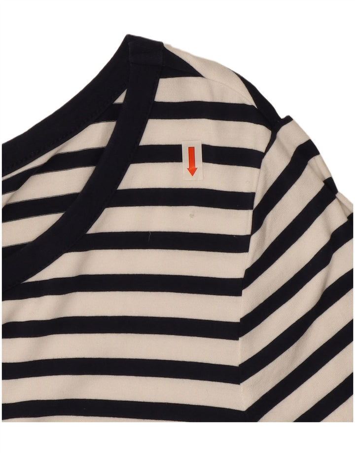 Marks & Spencer Womens Sheath Dress UK 12 Medium  Navy Blue Striped Viscose