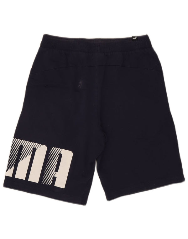 Puma Mens Graphic Sport Shorts Small Navy Blue Cotton