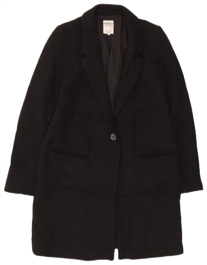 Zara Womens Overcoat UK 10 Small Black Wool