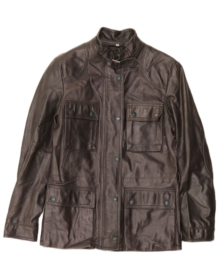 Suprema Womens Leather Jacket IT 42 Medium Black Leather