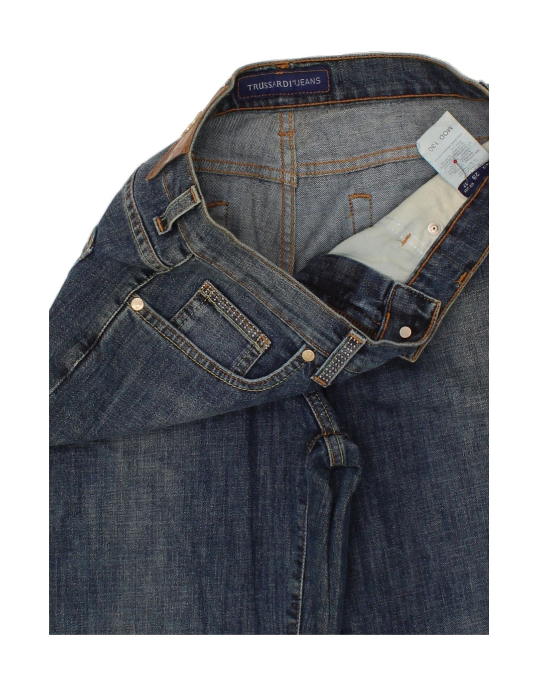 TRUSSARDI Womens Straight Jeans W27 L34 Blue Cotton Vintage Trussardi and Second-Hand Trussardi from Messina Hembry 