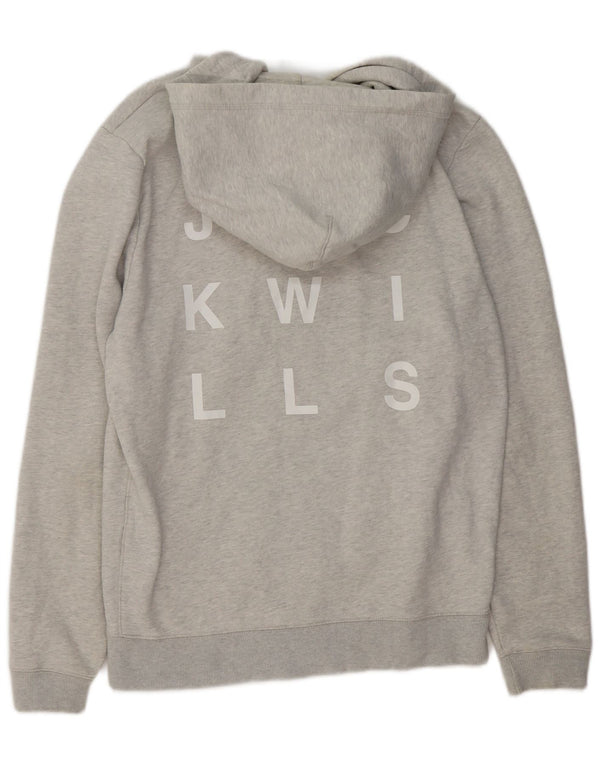 Jack Wills Mens Graphic Zip Hoodie Sweater XL Grey Cotton