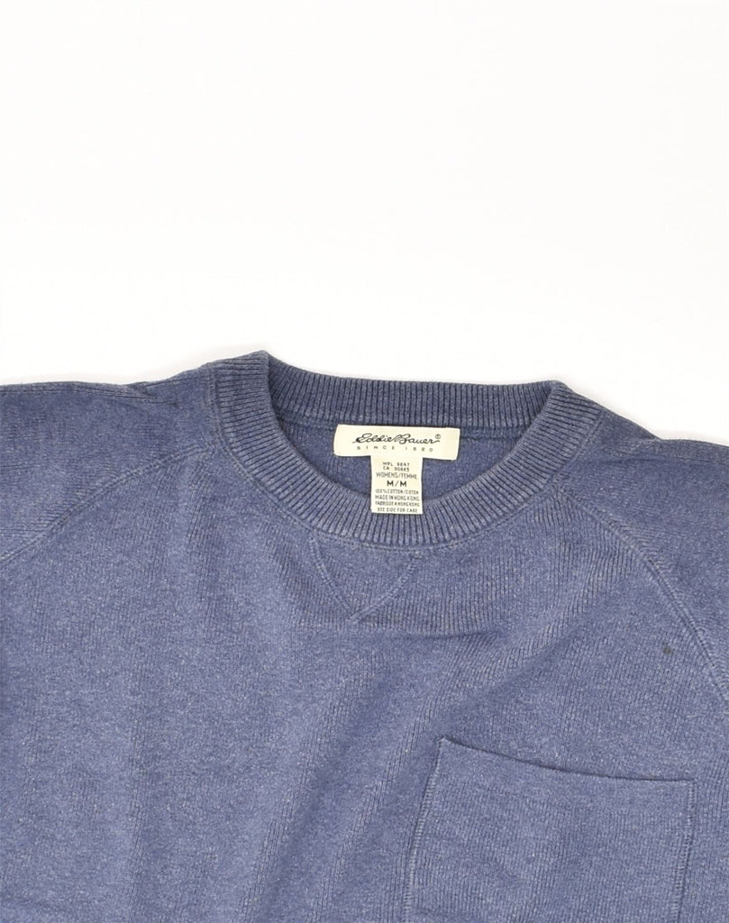 EDDIE BAUER Womens Crew Neck Jumper Sweater UK 14 Medium Blue Cotton | Vintage Eddie Bauer | Thrift | Second-Hand Eddie Bauer | Used Clothing | Messina Hembry 