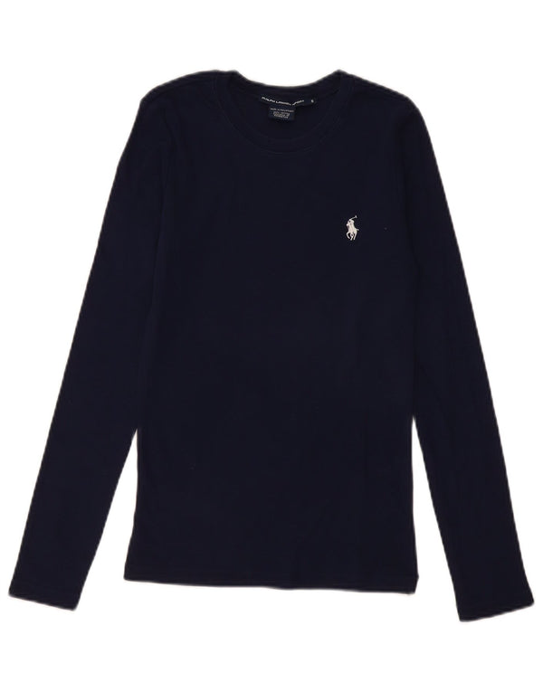 Ralph Lauren Womens Top Long Sleeve UK 8 Small Navy Blue Cotton