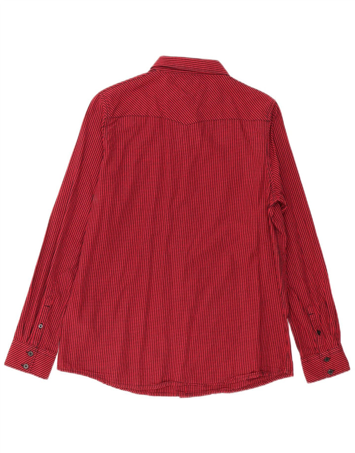 Wrangler Mens Western Shirt Medium Red Gingham Cotton