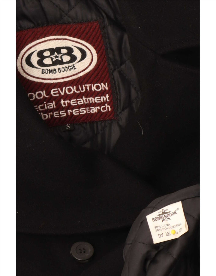 Bomb Boogie Womens Double Breasted Coat UK 10 Small Black Wool