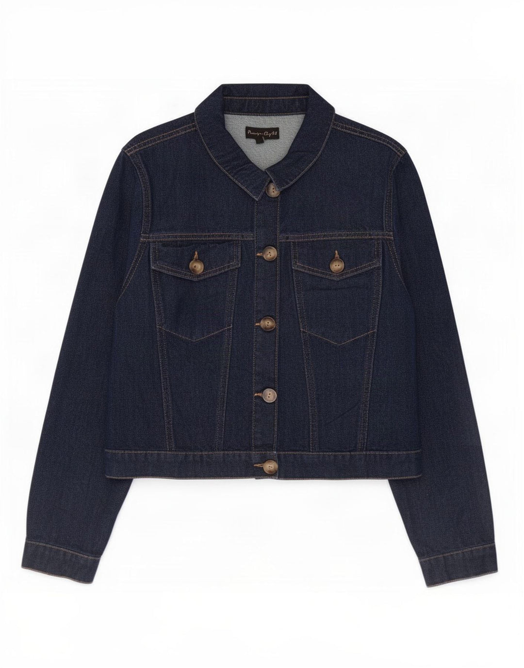 Phase Eight Womens Crop Denim Jacket UK 14 Large Navy Blue Cotton