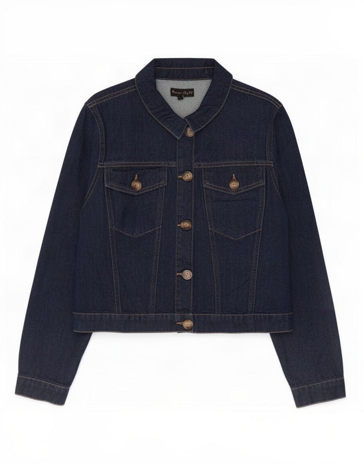 Phase Eight Womens Crop Denim Jacket UK 14 Large Navy Blue Cotton