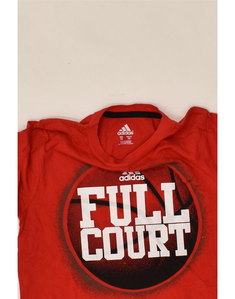 ADIDAS Boys Graphic T-Shirt Top 6-7 Years XL Red Cotton | Vintage Adidas | Thrift | Second-Hand Adidas | Used Clothing | Messina Hembry 