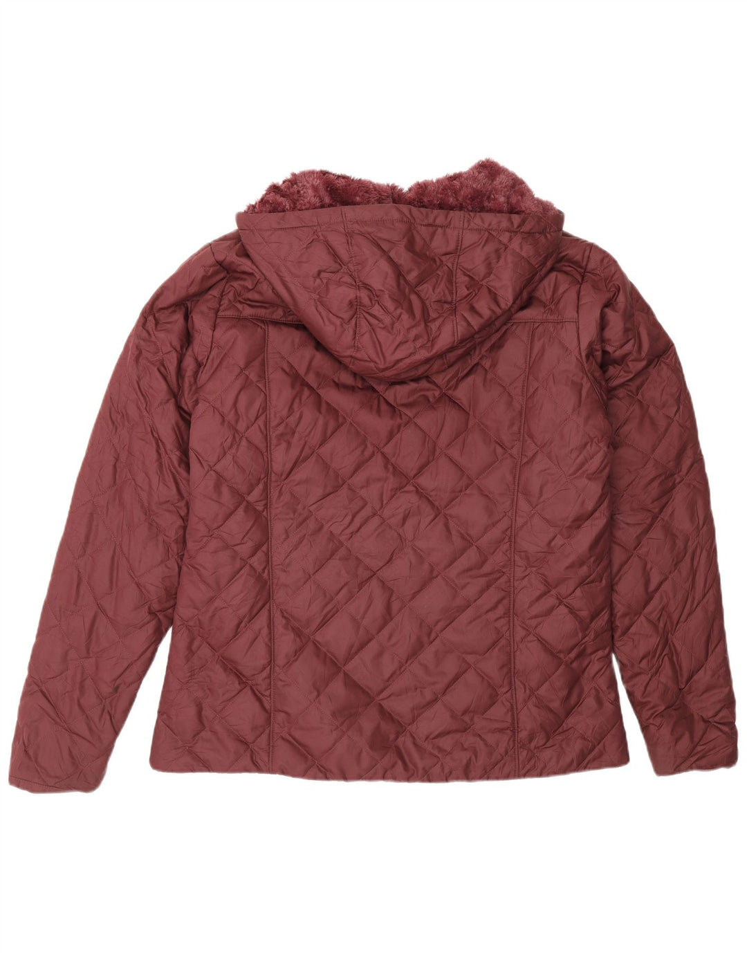 Columbia Womens Hooded Quilted Jacket UK 14 Large Burgundy Polyester