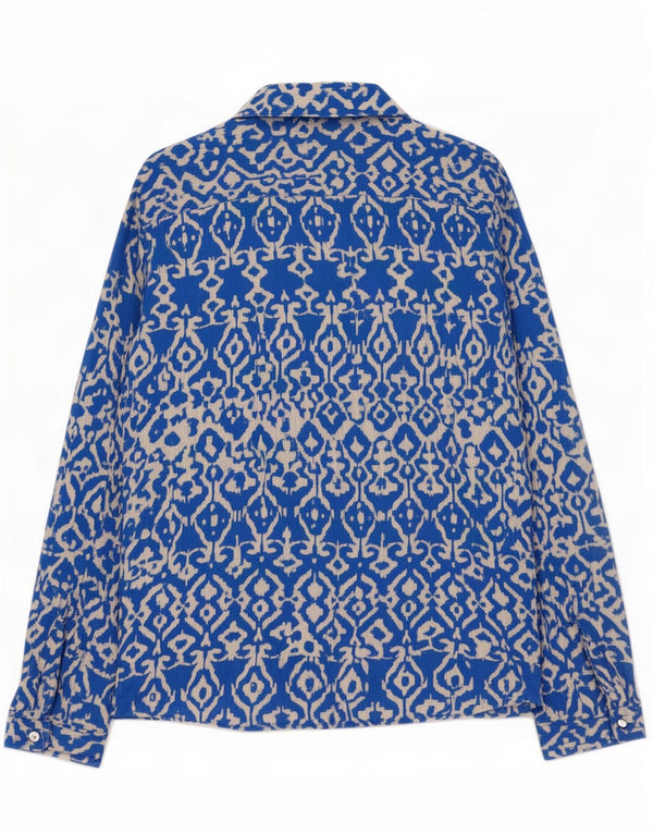 Zara Womens Shirt Blouse UK 12 Medium Blue Ikat Viscose