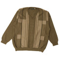 Swallow Mens V-Neck Jumper Sweater 2XL Khaki Colourblock Wool