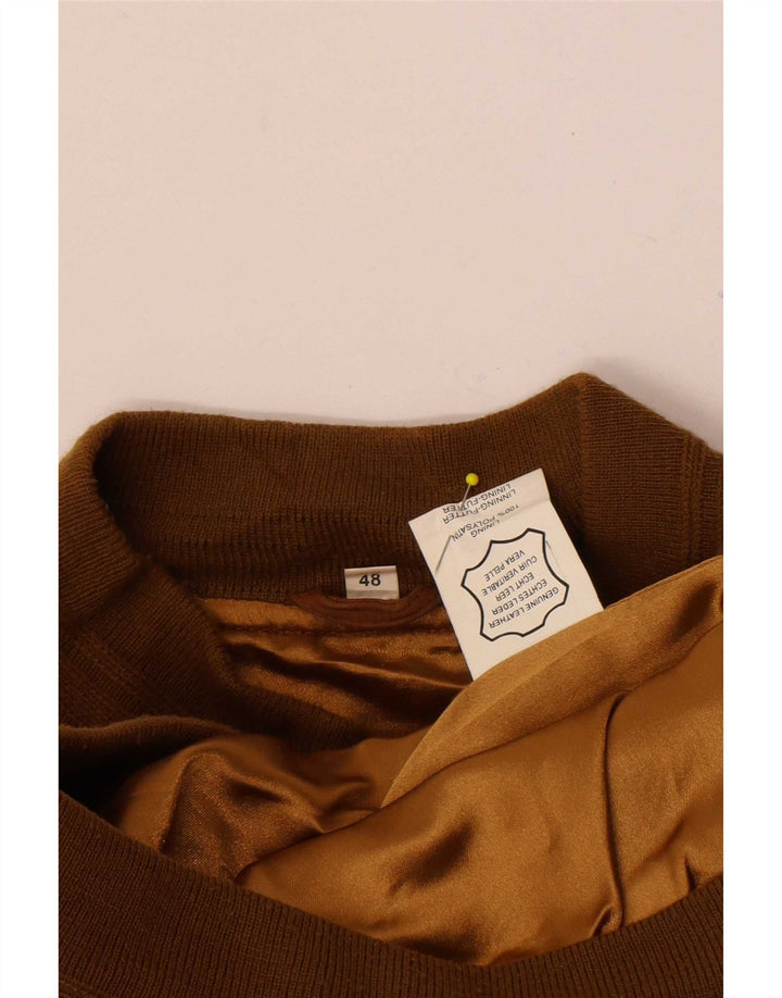 Vintage Mens Suede Bomber Jacket IT 48 Medium Brown Leather