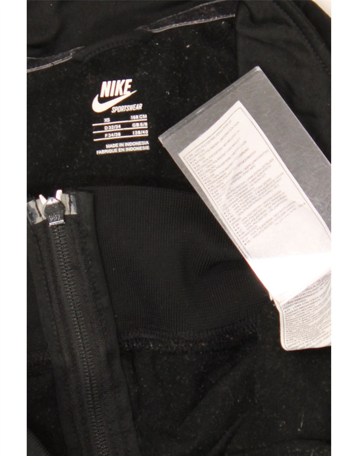 Nike Womens Tracksuit Top Jacket UK 6/8 XS Black Striped Polyester