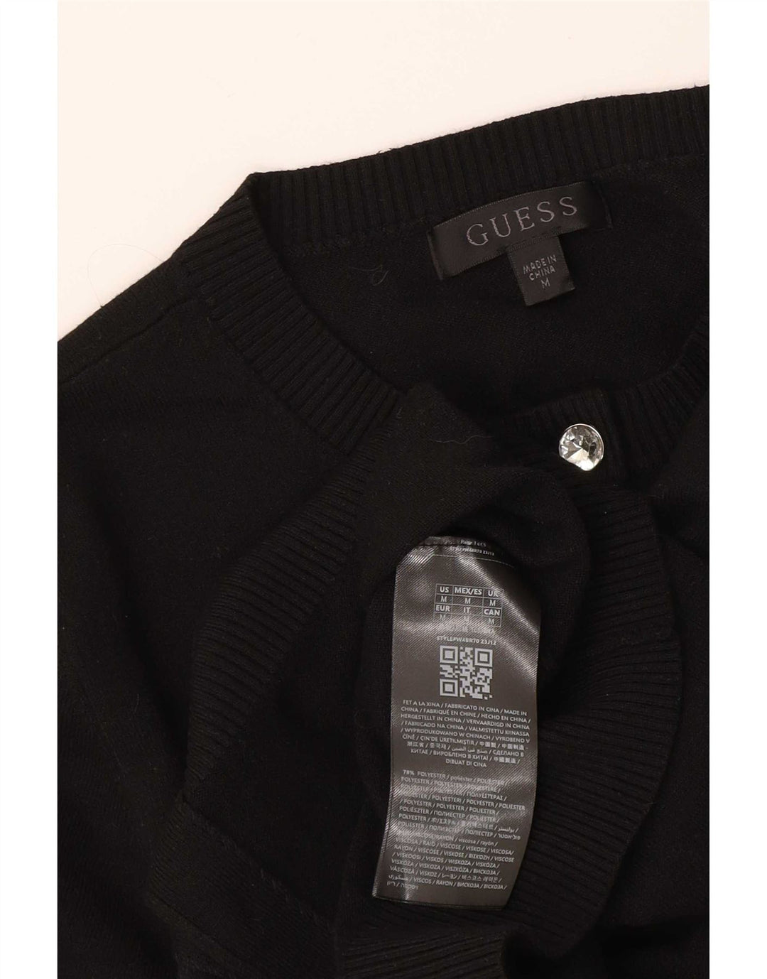 Guess Womens Crop Cardigan Sweater UK 12 Medium Black Polyester