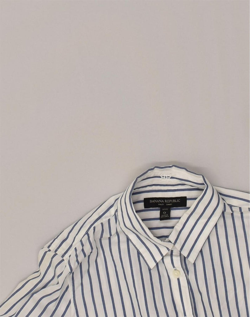 BANANA REPUBLIC Womens Shirt US 0 XS White Pinstripe Cotton | Vintage Banana Republic | Thrift | Second-Hand Banana Republic | Used Clothing | Messina Hembry 