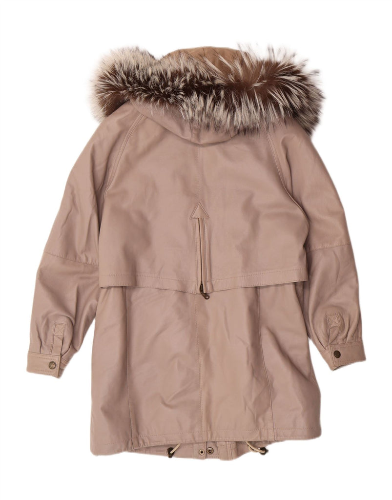 GAZELLI Womens Oversized Hooded Leather Coat EU 36 Small Grey Leather Vintage Gazelli and Second-Hand Gazelli from Messina Hembry 